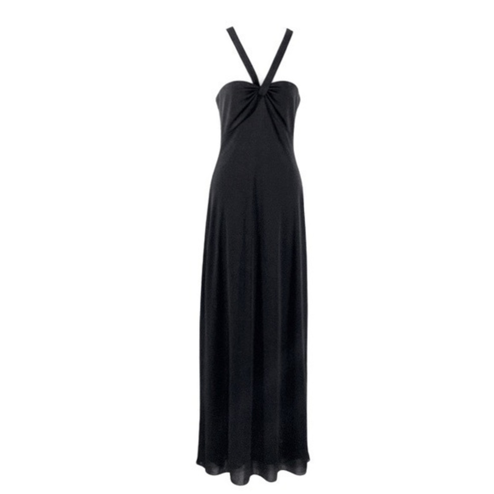 Cache black halter bandeau maxi dress ZZ5